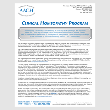 AACH Clinical Homeopathy Program Info & Registration Flyer (PDF Download Only)