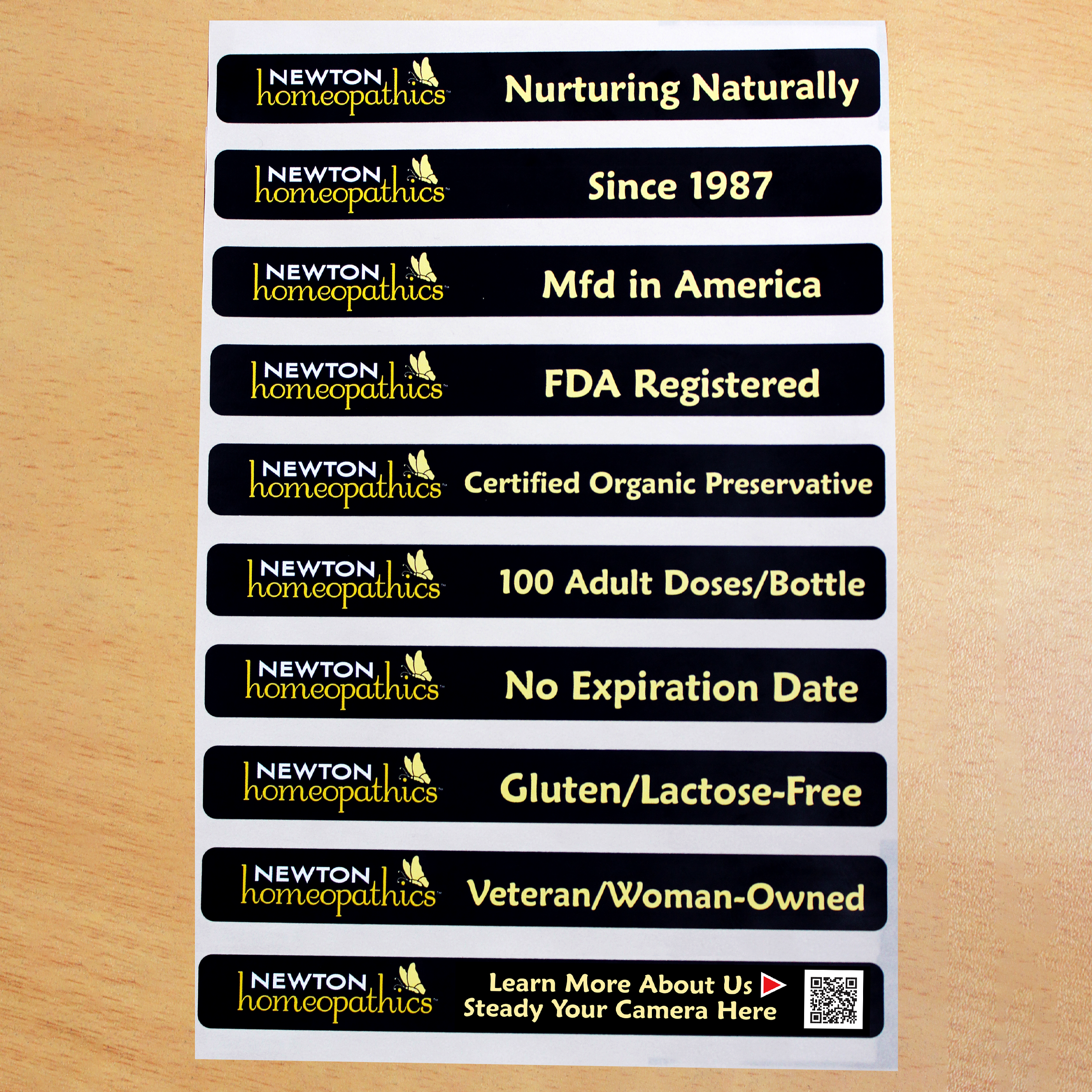 NEWTON homeopathics Shelf Talker Labels